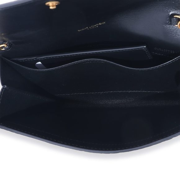 Saint Laurent Black Croc Embossed Uptown Envelope Chain Wallet - Picture 8 of 9